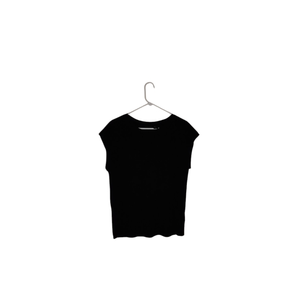 Tahari Women's L Black Short Sleeve Mesh Stretchy Dressy Top